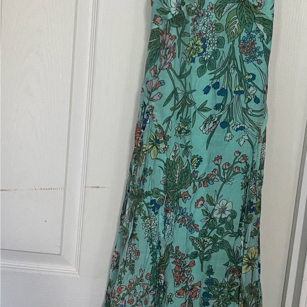 Floral Maxi Dress in Aqua Green - Lightweight Summer Dress